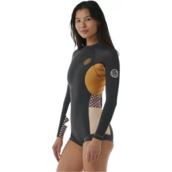 Rip Curl Womens G-Bomb 1.5mm Long Sleeve Back Zip Boyleg Shorty Wetsuit